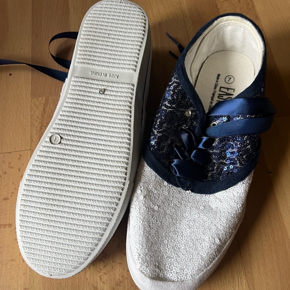 Custom Sequin Saddle Shoes Navy White Swing Lindy Hop Mens 7 / Womens 9 Sneakers - Picture 5 of 5